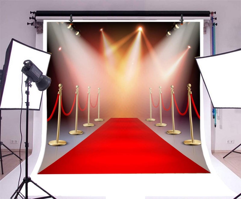 Yeele 10x10ft Photography Backdrop Stage Lights Red Carpet Background for Photo Shoots Luxury VIP Royals Club Party Event Decoration Banner Adult Kids Photo Booth Vinyl Studio Props - Image 3